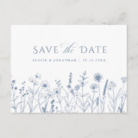 Simple Minimalist Periwinkle Floral Save the Date