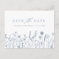 Simple Minimalist Periwinkle Floral Save the Date