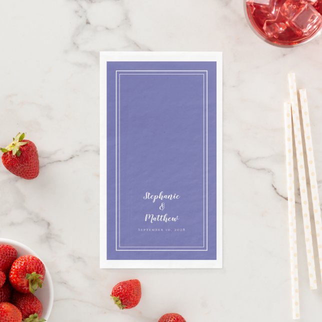 Simple Minimalist Periwinkle Modern Wedding Dinner Napkin (Insitu)