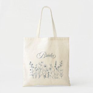 Simple Minimalist Periwinkle Wildflower Bride Tote Bag