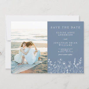 Simple Minimalist Periwinkle Wildflower Photo QR  Save The Date