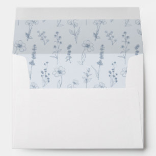 Simple Minimalist Periwinkle Wildflower Wedding Envelope