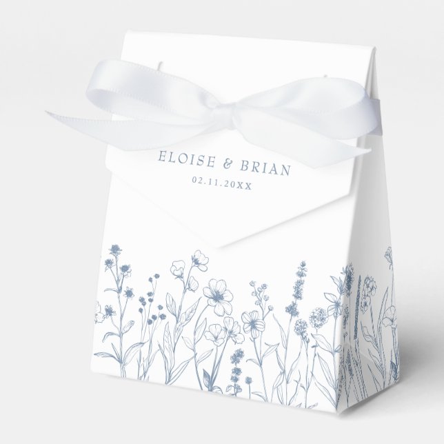 Simple Minimalist Periwinkle Wildflower Wedding Favour Box (Front Side)