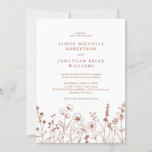 Simple Minimalist Periwinkle Wildflower Wedding Invitation