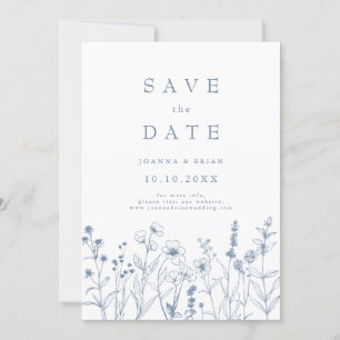 Simple Minimalist Periwinkle Wildflower Wedding Save The Date