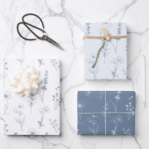Simple Minimalist Periwinkle Wildflower Wedding Wrapping Paper Sheet