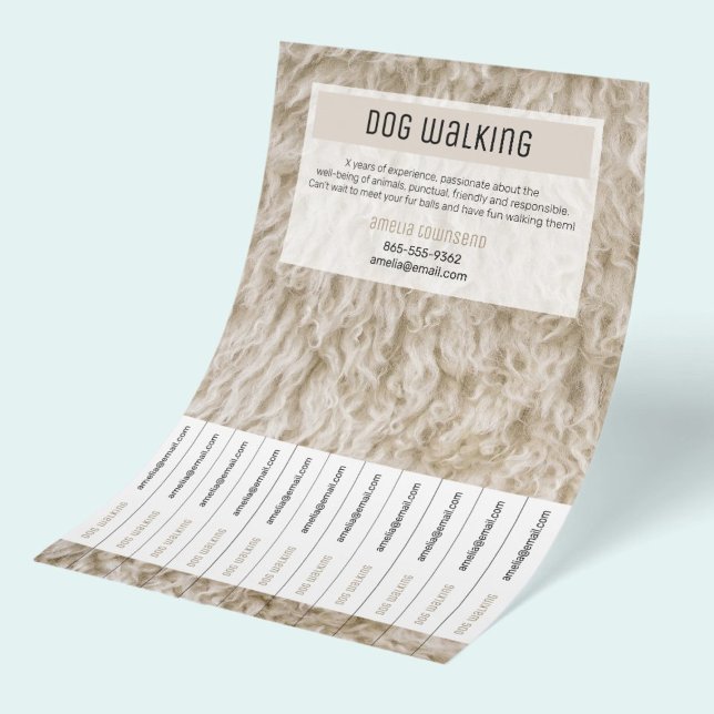 Simple Minimalist Pet Grooming Services Flyers (Neutral colors elegant modern Pet Grooming Services Promotional Flyers with tear off strips.)