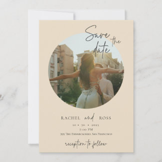 Simple Minimalist Photo | Beige Wedding  Invitation