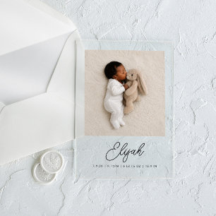 Simple Minimalist Photo Birth Acrylic Invitations