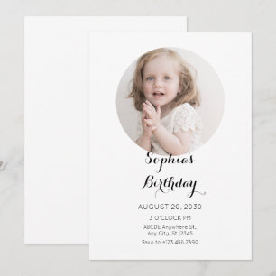 Simple Minimalist photo birthday  Invitation