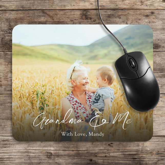 Simple Minimalist Photo Calligraphy Grandma and Me Mouse Pad (Creator Uploaded)