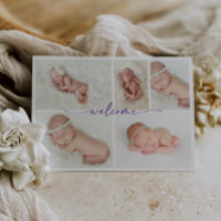 Simple Minimalist Photo Collage Baby Welcome Card