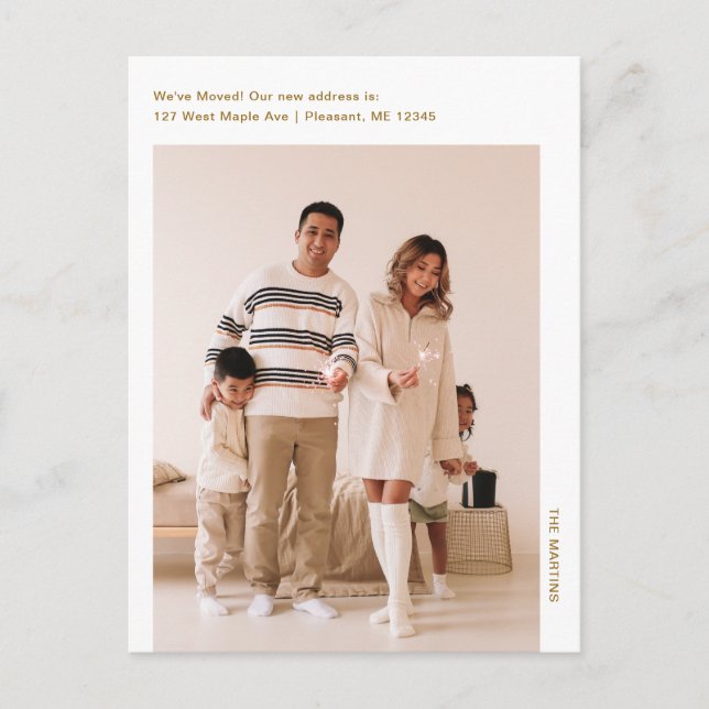 Simple Minimalist Photo Moving Announcement Postcard (Front)