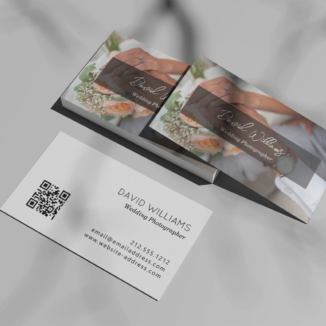 Simple Minimalist Photo Photographer QR Code Business Card (Creator Uploaded)