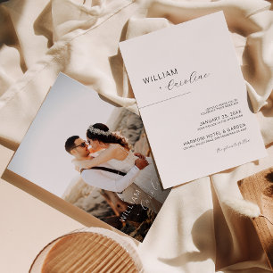Simple Minimalist Photo Script Wedding Invitation