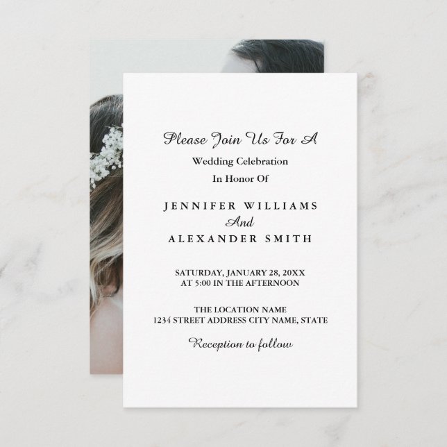 Simple Minimalist Photo Wedding Invitation (Front/Back)
