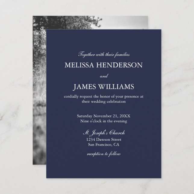 Simple Minimalist Photo Wedding Invitation (Front/Back)