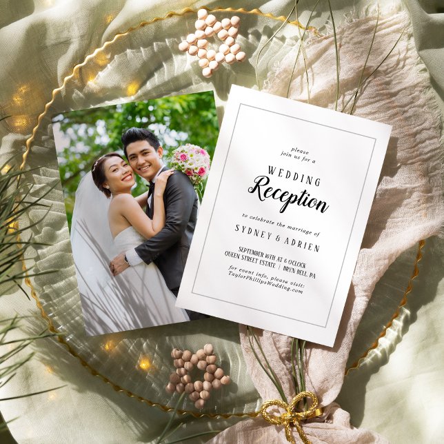 Simple Minimalist Photo Wedding Reception Frame Invitation (Creator Uploaded)