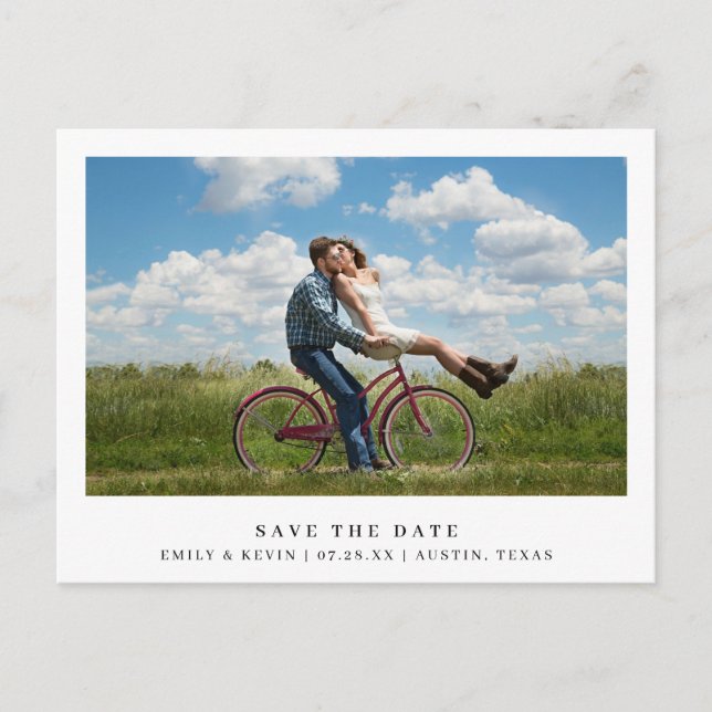 Simple Minimalist Photo Wedding Save the Date Invitation Postcard (Front)