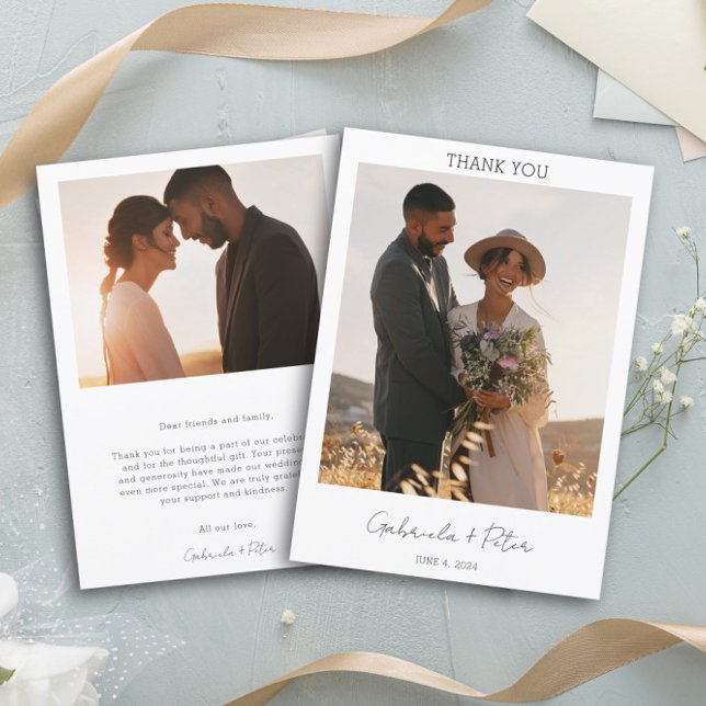 Simple Minimalist Photo Wedding Thank You Card (Creator Uploaded)