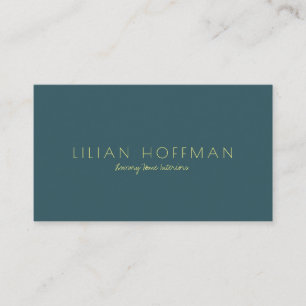 Simple minimalist pine green gold script designer business card