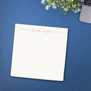 Simple Minimalist Pink Monogram Full Name Post-it Notes