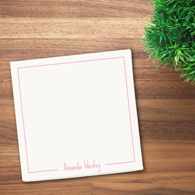 Simple Minimalist Pink Monogram Full Name Post-it Notes (Creator Uploaded)