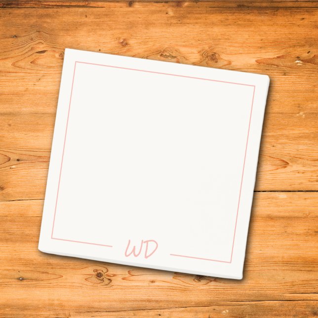Simple Minimalist Pink Monogram initials Post-it Notes (Creator Uploaded)