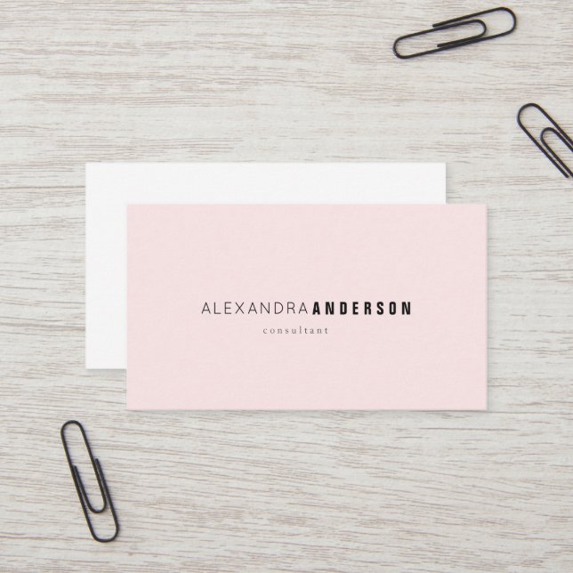 Simple Minimalist Pink Professional Business Card (Front/Back In Situ)