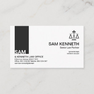 Simple Minimalist Plain Black Tab Lawyer Business Card