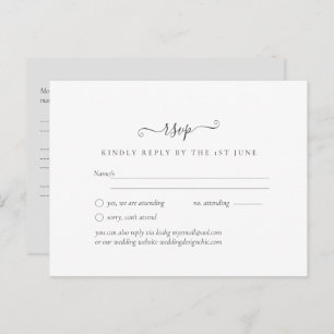 Simple Minimalist Plain White RSVP Wedding  Postcard