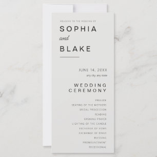Simple Minimalist Platinum Wedding Program