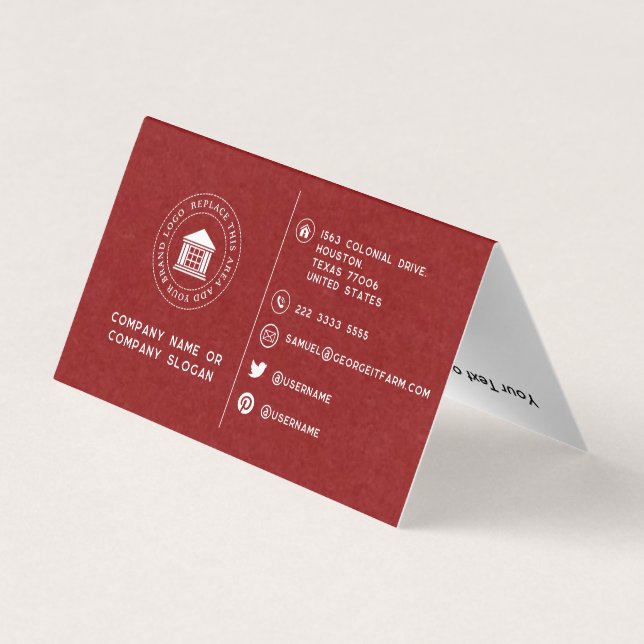 Simple Minimalist Professional Folder Custom Business Card (Back)