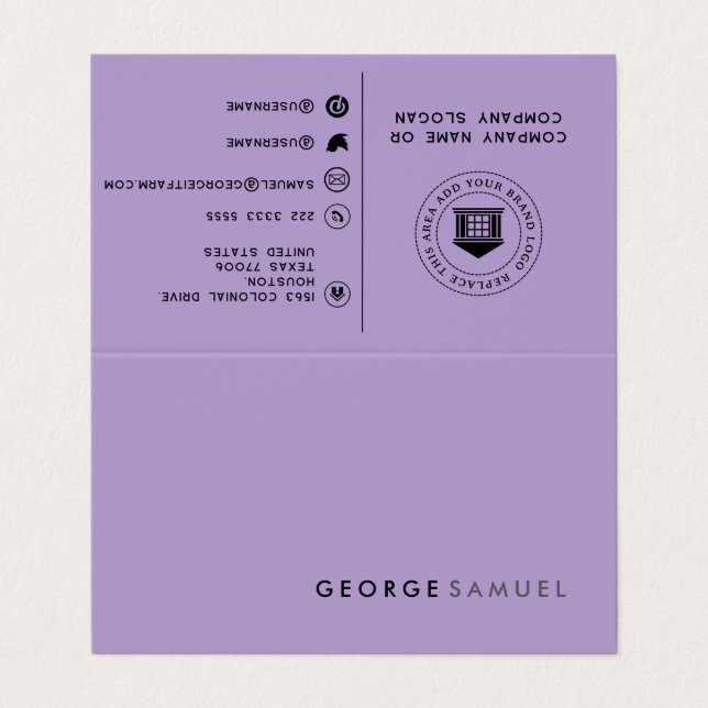 Simple Minimalist Professional Folder Custom Business Card (Outside Unfolded)