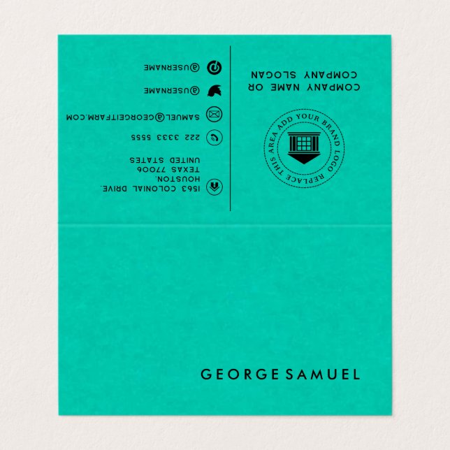 Simple Minimalist Professional Folder Custom Business Card (Outside Unfolded)