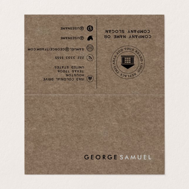 Simple Minimalist Professional Folder Custom Business Card (Outside Unfolded)