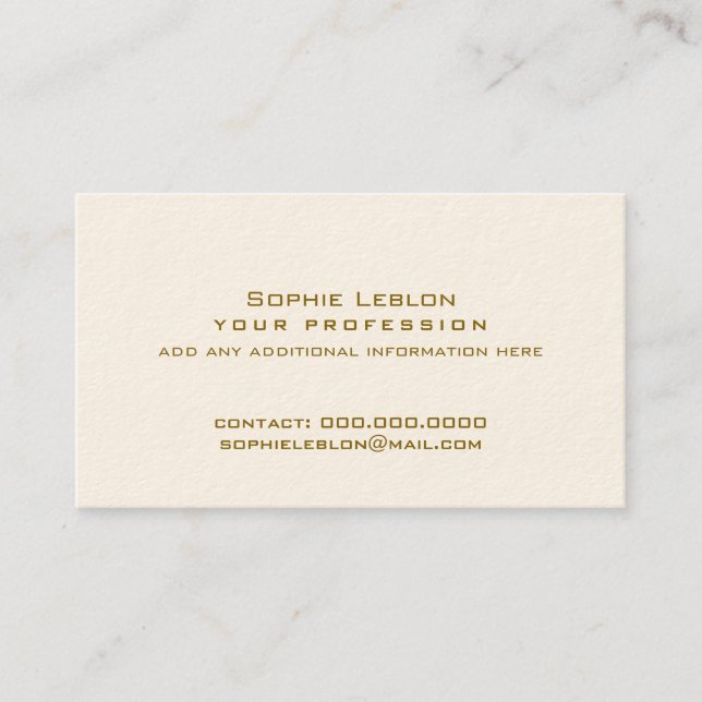 Simple Minimalist Professional Signature Cream Calling Card (Front)