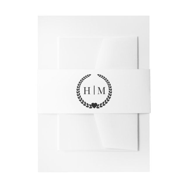 Simple Minimalist Pure White Monogram  Invitation Belly Band (Front Example)