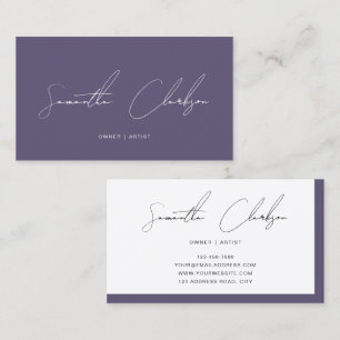 Simple Minimalist Purple Modern Handwritten Script Business Card