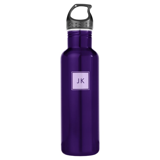 Simple Minimalist Purple Monogram Initials 710 Ml Water Bottle (Front)