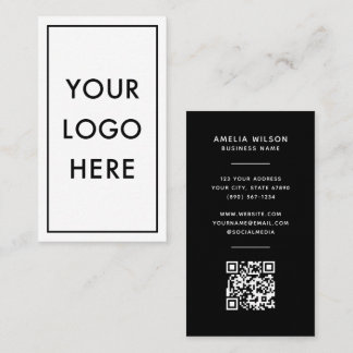 Simple Minimalist QR Code Border Frame Vertical Business Card