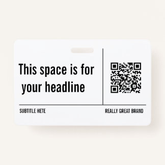Simple Minimalist QR Code Custom Professional  ID Badge
