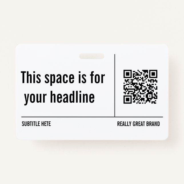  Simple Minimalist QR Code Custom Professional  ID Badge (Front)