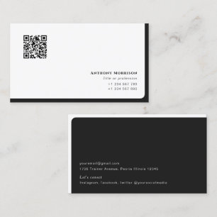 Simple minimalist QR code professional personal Business Card