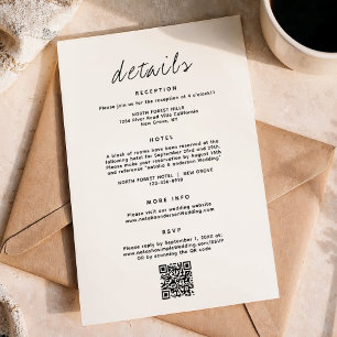 Simple Minimalist Qr Code Wedding Details Enclosure Card