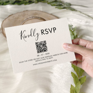 Simple Minimalist QR Code Wedding RSVP Card