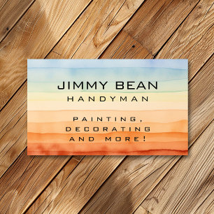 Simple Minimalist Rainbow Horizontal Watercolors Business Card