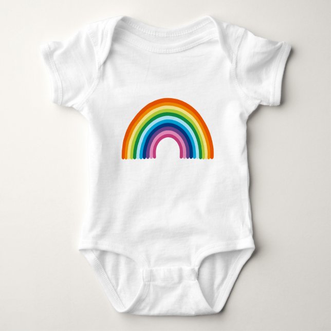 Simple Minimalist Rainbow Logo Emblem Baby Bodysuit (Front)