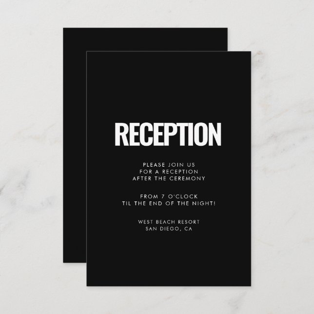 Simple minimalist reception card (Front/Back)