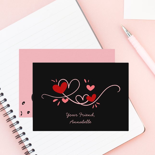 Simple Minimalist Red and Pink Heart Valentines  Card (Creator Uploaded)